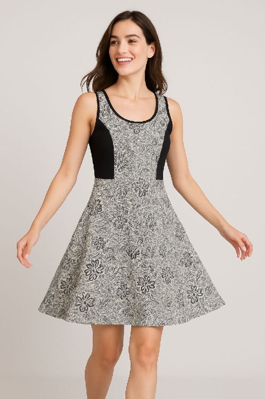 Olive & Oak Floral Colorblock Sleeveless Dress Size S Small NWT Black Cream